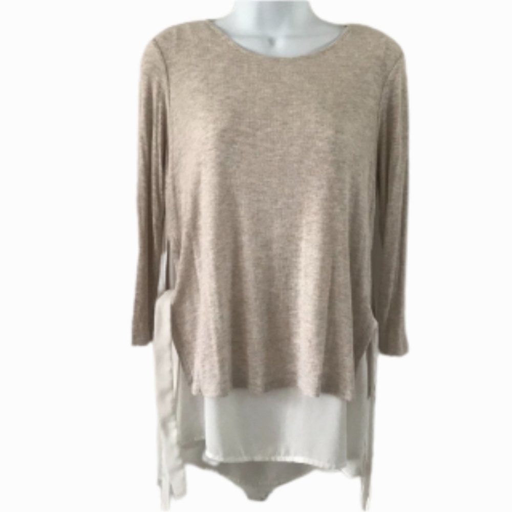 Pebble & Stone layered sweater with bow tie hip S